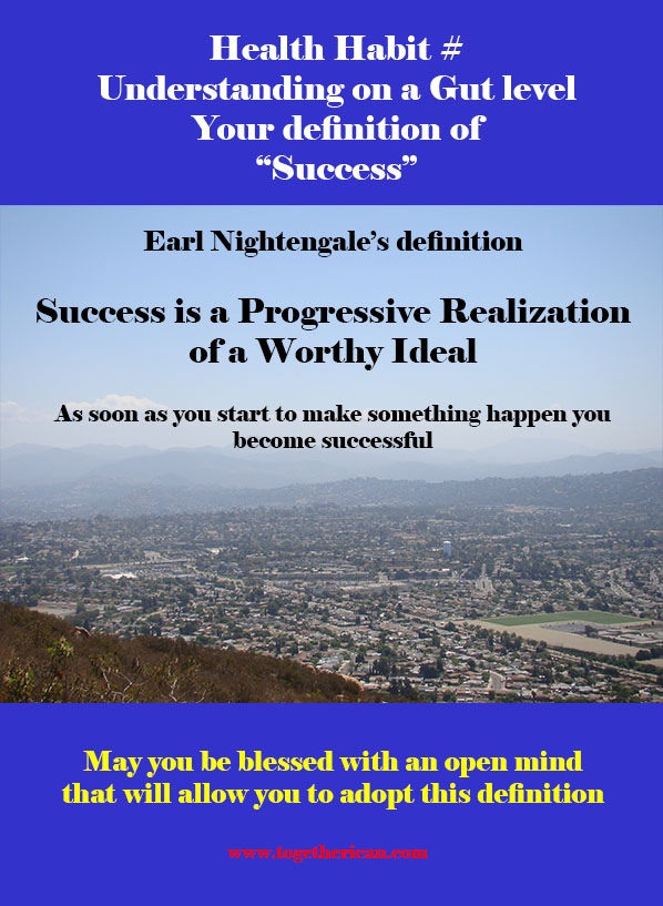 Earl Nightengale's definition - Success is a Progressive Realization of a Worthy Idea.